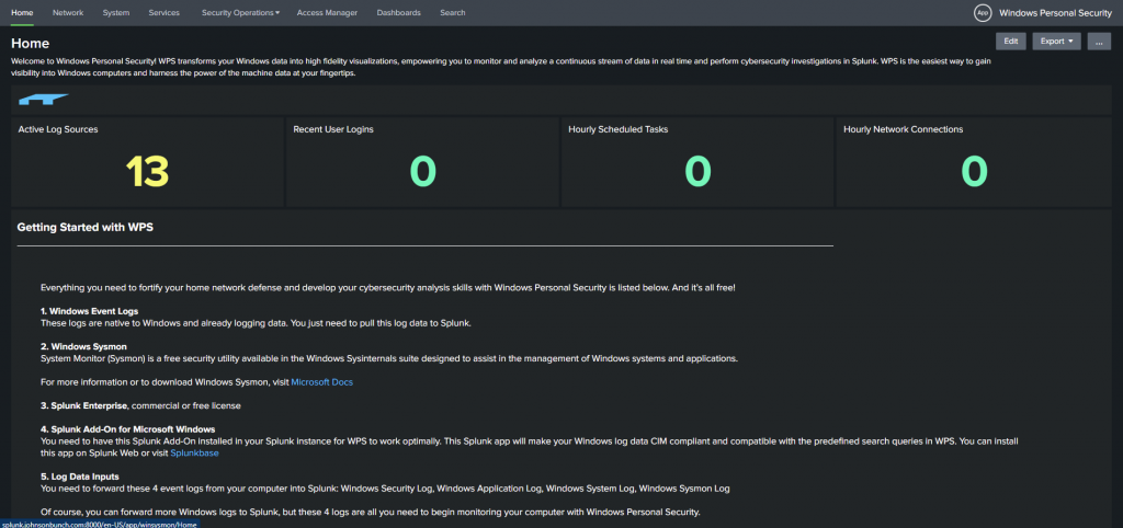 Windows Personal Security Dashboard