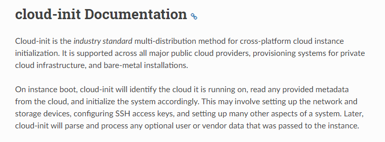 Source: https://cloudinit.readthedocs.io/en/latest/