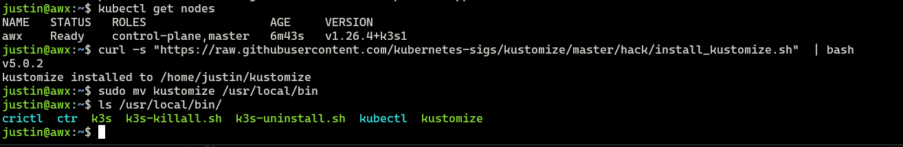 Kustomize Install and moved to /usr/local/bin