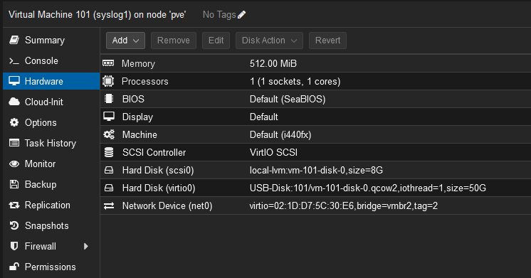 Syslog VM Resources Setup